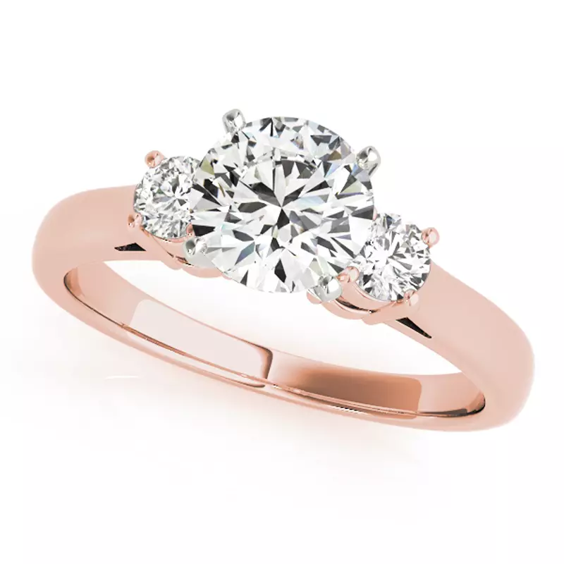 14K Rose Gold Eden Three Stone Engagement Ring
