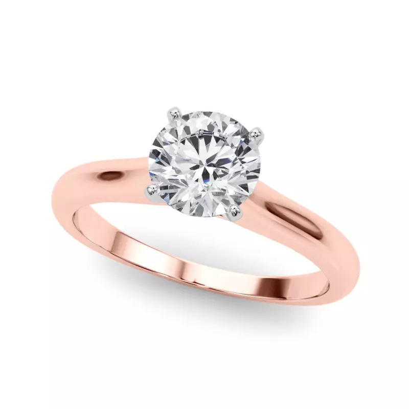 14K Rose Gold Leve Cathedral Solitaire Engagement Ring