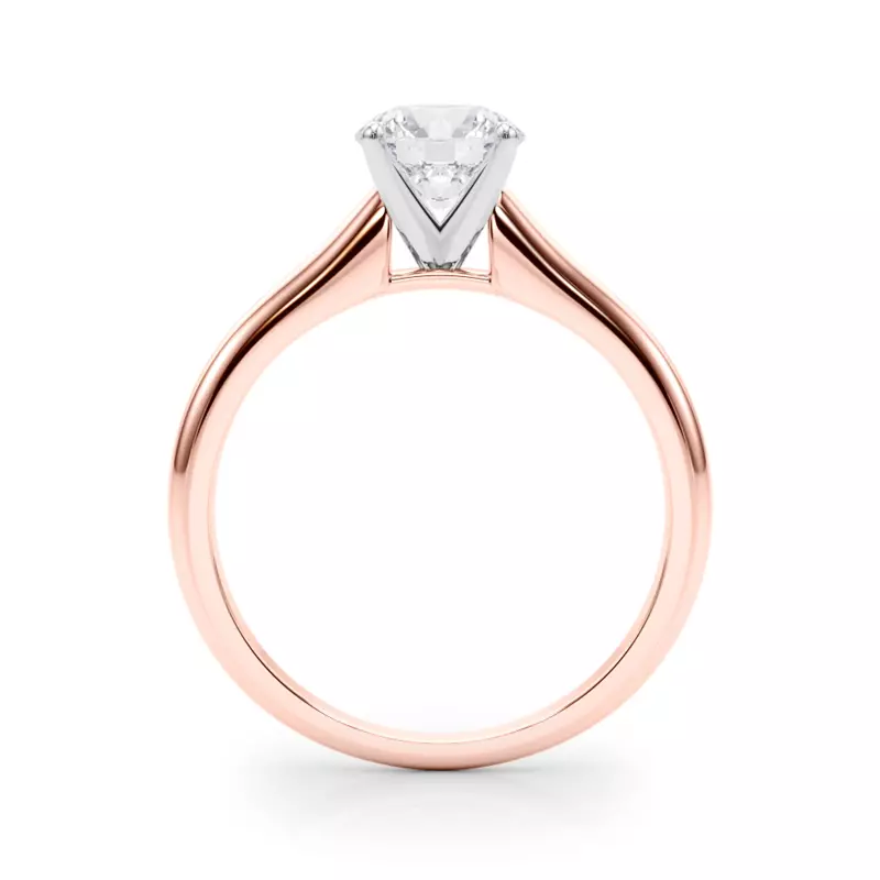 14K Rose Gold Leve Cathedral Solitaire Engagement Ring