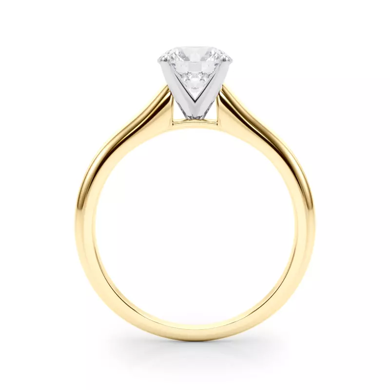 18K Yellow Gold Leve Cathedral Solitaire Engagement Ring