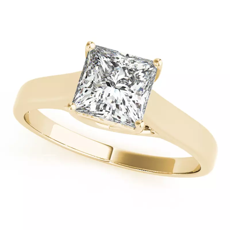 18K Yellow Gold Regina Princess Cut Solitaire Engagement Ring