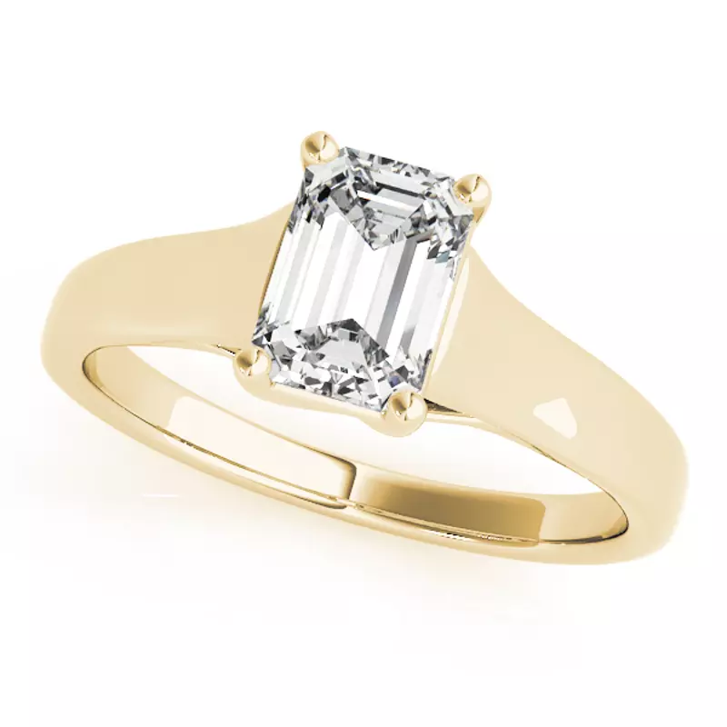 14K Yellow Gold Nevada Emerald Cut Solitaire Engagement Ring