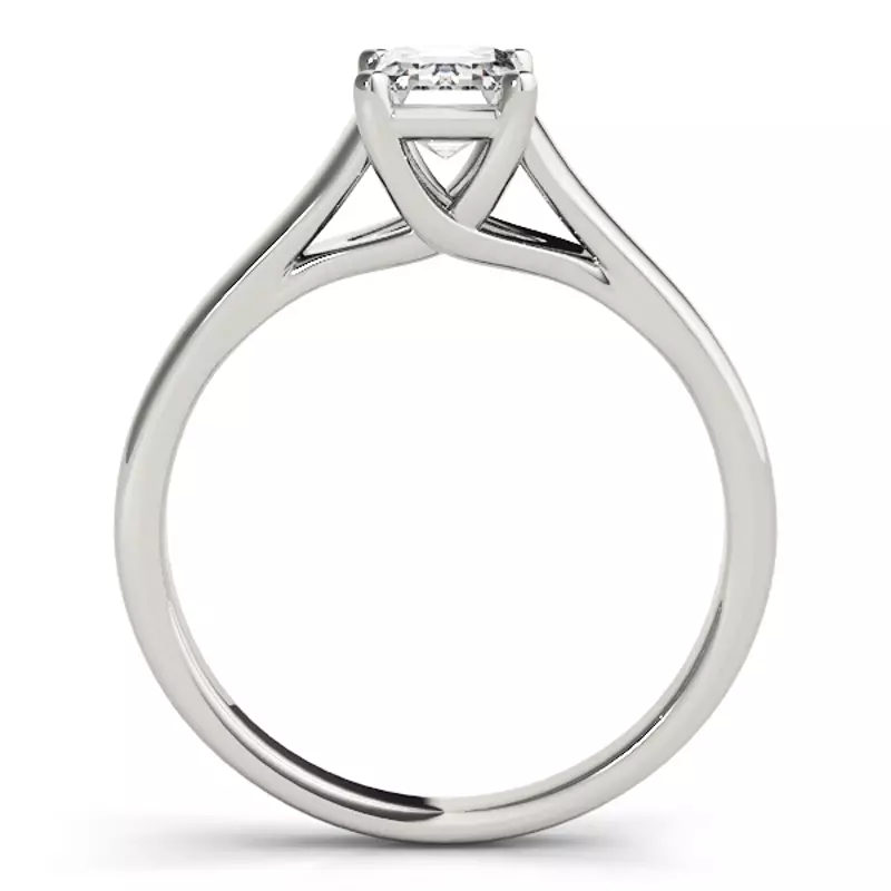 18K White Gold Nevada Emerald Cut Solitaire Engagement Ring