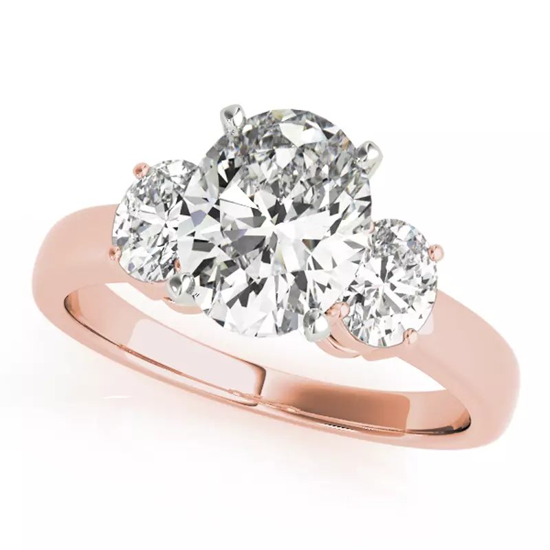14K Rose Gold Florentina Three Stone Engagement Ring