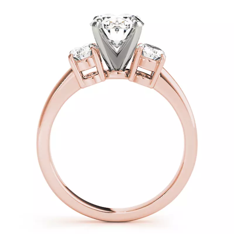 14K Rose Gold Florentina Three Stone Engagement Ring