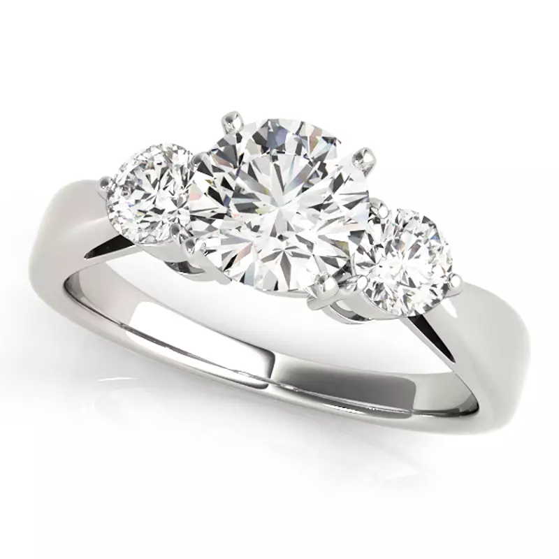 14K White Gold Ansley Three Stone Engagement Ring