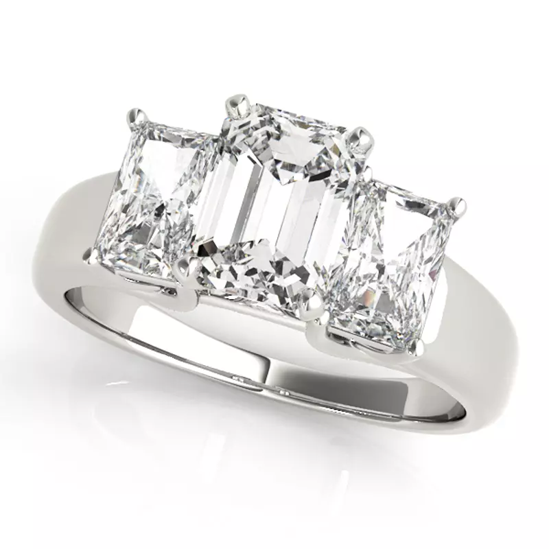 18K White Gold Oceana Three Stone Engagement Ring
