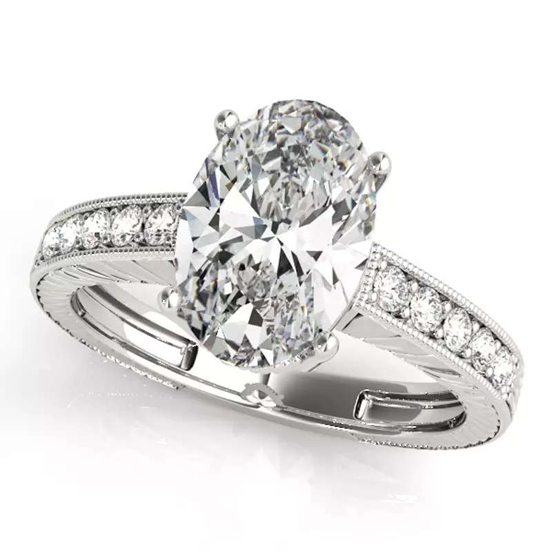 14K White Gold Seneca Vintage Inspired Engagement Ring