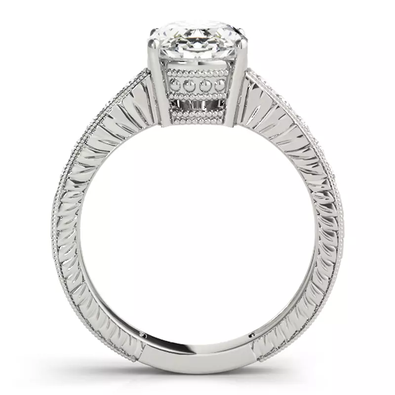 14K White Gold Seneca Vintage Inspired Engagement Ring