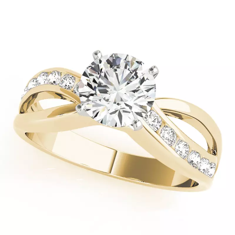 18K Yellow Gold Bowie Channel Diamond Engagement Ring