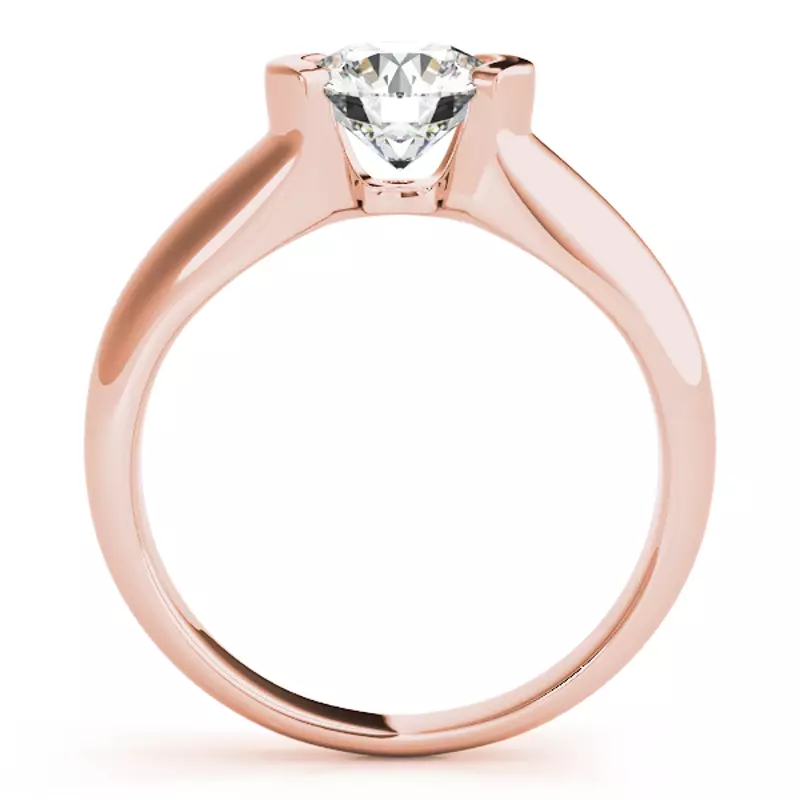 14K Rose Gold Carolina Half Bezel Solitaire Engagement Ring