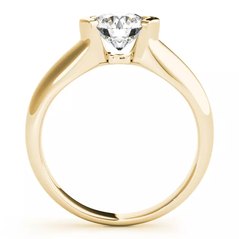 14K Yellow Gold Carolina Half Bezel Solitaire Engagement Ring