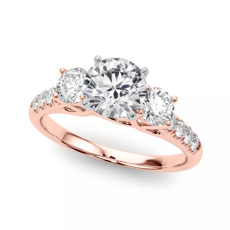 14K Rose Gold Emmie Three Stone Engagement Ring