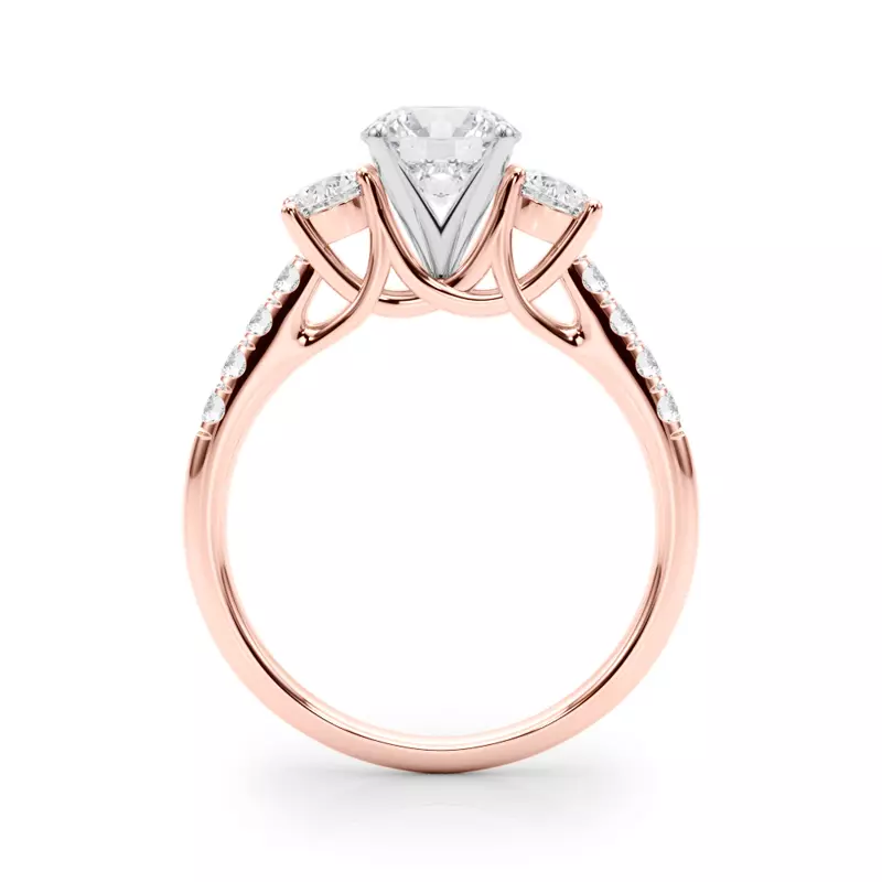 14K Rose Gold Emmie Three Stone Engagement Ring