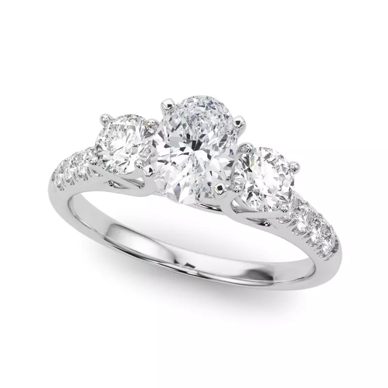 14K White Gold Emmie Three Stone Engagement Ring