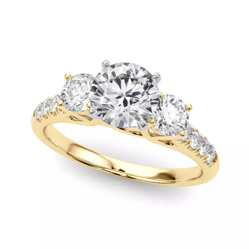 14K Yellow Gold Emmie Three Stone Engagement Ring