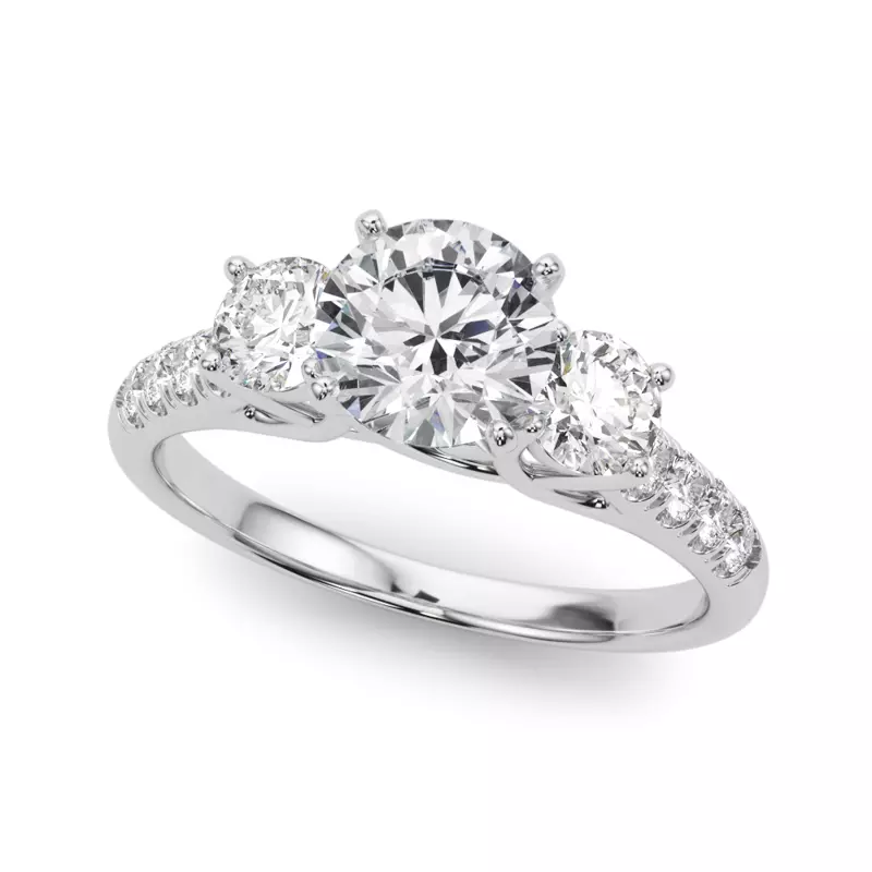 18K White Gold Emmie Three Stone Engagement Ring