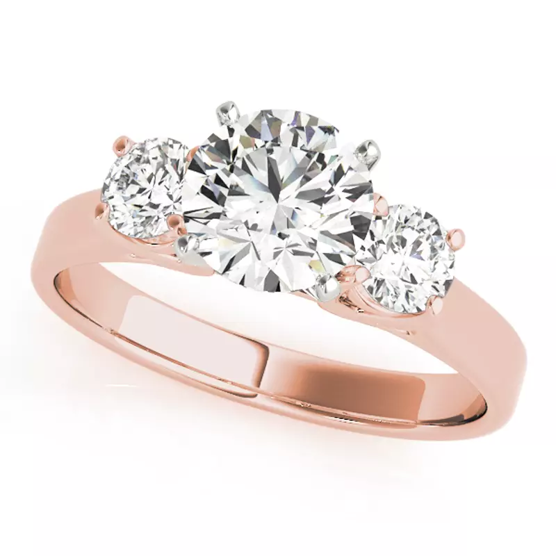 14K Rose Gold Campbell Three Stone Engagement Ring