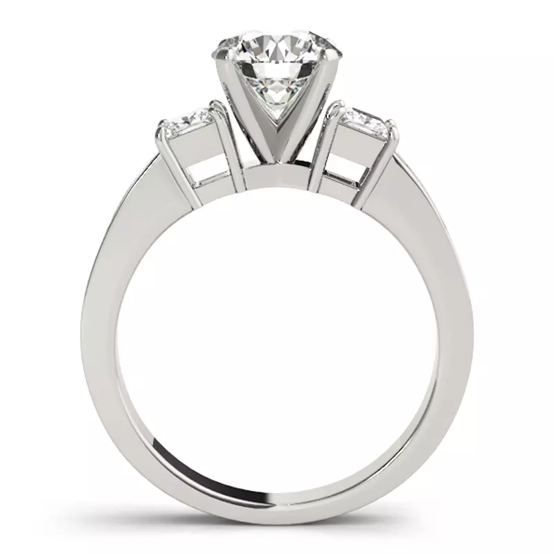 14K White Gold Angel Three Stone Engagement Ring