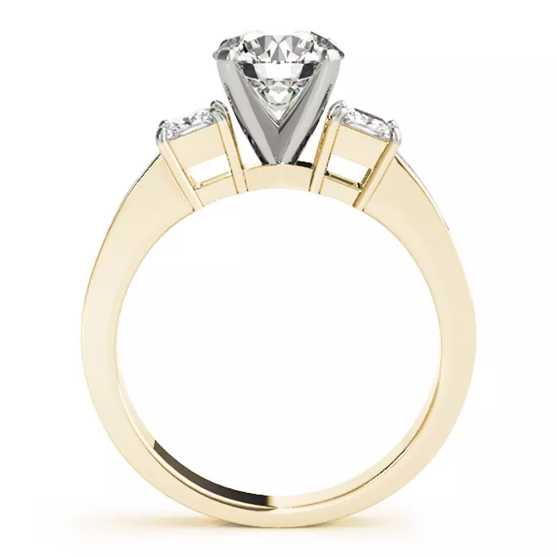 14K Yellow Gold Angel Three Stone Engagement Ring