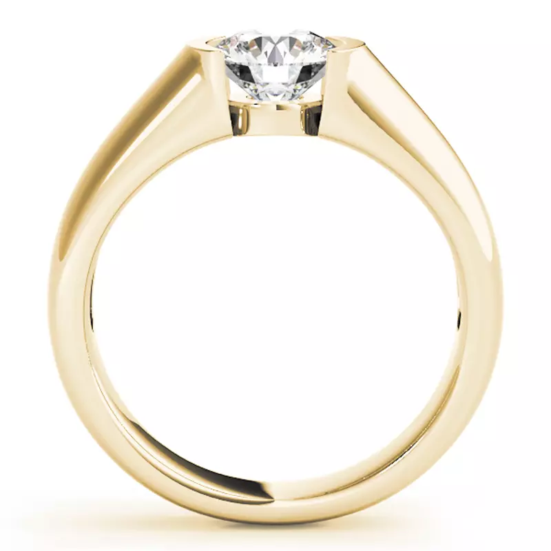 14K Yellow Gold Geneva Half Bezel Solitaire Engagement Ring