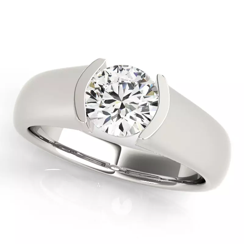 Platinum Geneva Half Bezel Solitaire Engagement Ring