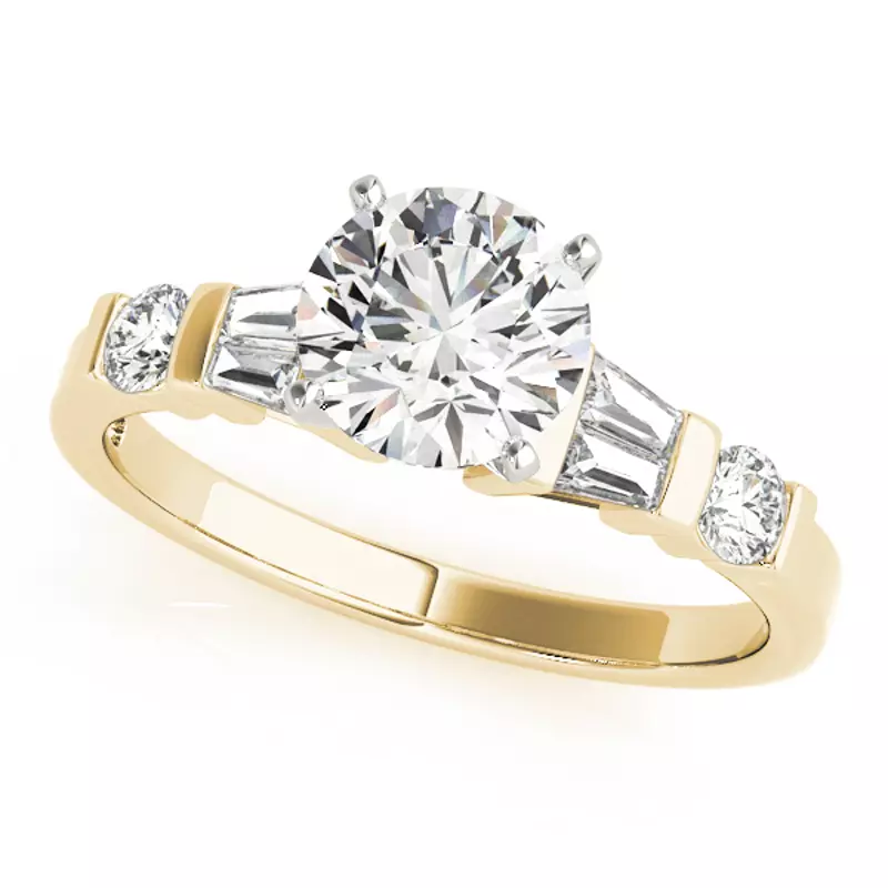 18K Yellow Gold Lorna Baguette Diamond Engagement Ring