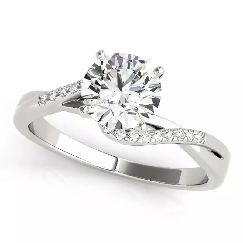 18K White Gold Denver Pavé Diamond Bypass Engagement Ring