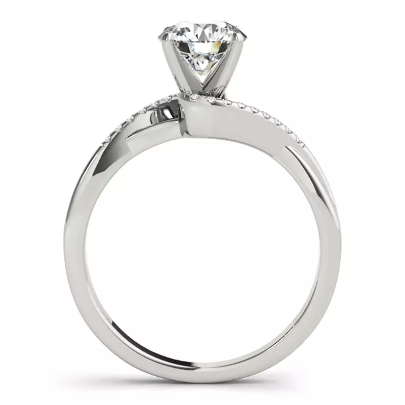 18K White Gold Denver Pavé Diamond Bypass Engagement Ring