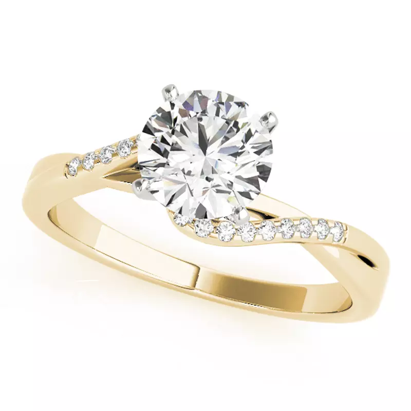 18K Yellow Gold Denver Pavé Diamond Bypass Engagement Ring