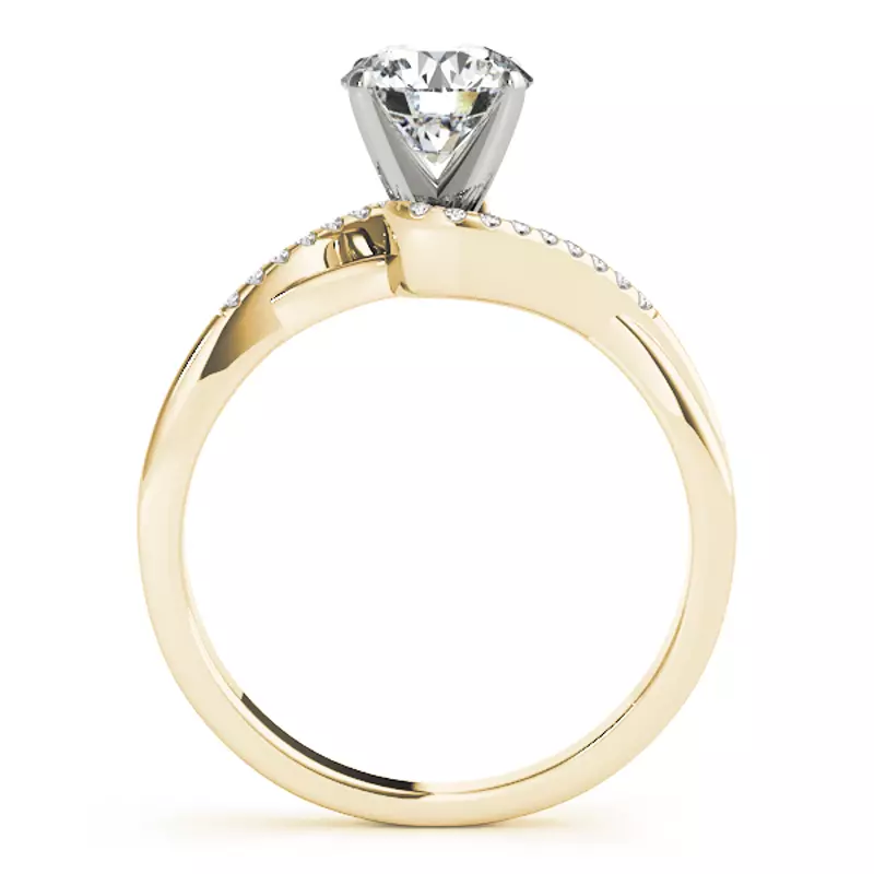 18K Yellow Gold Denver Pavé Diamond Bypass Engagement Ring