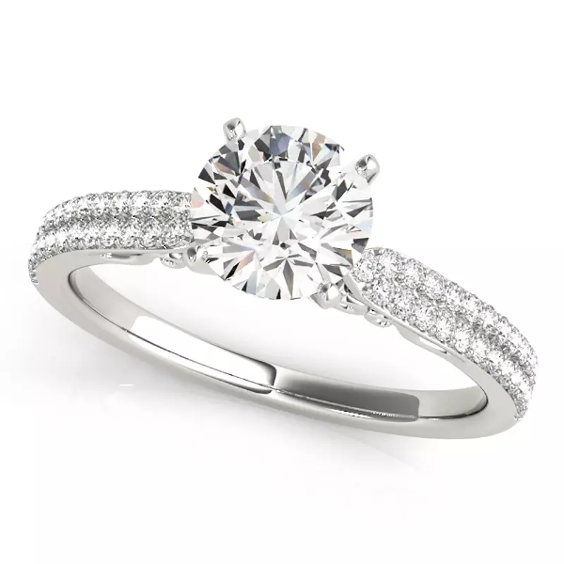 18K White Gold Bailey Pavé Diamond Engagement Ring