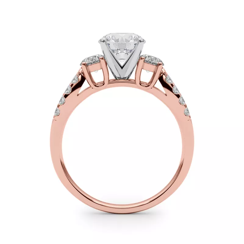 14K Rose Gold Rosella Three Stone Engagement Ring