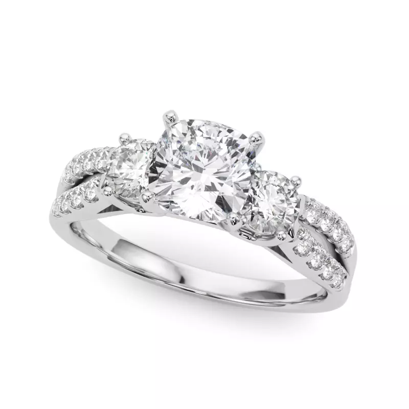 14K White Gold Rosella Three Stone Engagement Ring