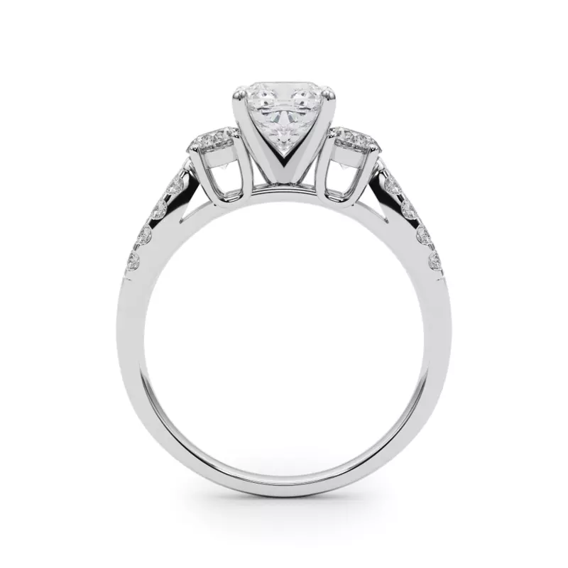 14K White Gold Rosella Three Stone Engagement Ring