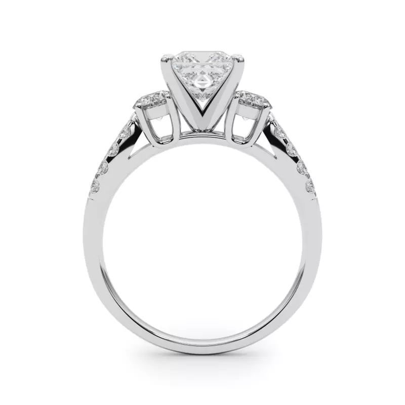 14K White Gold Rosella Three Stone Engagement Ring