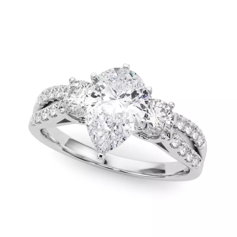 14K White Gold Rosella Three Stone Engagement Ring