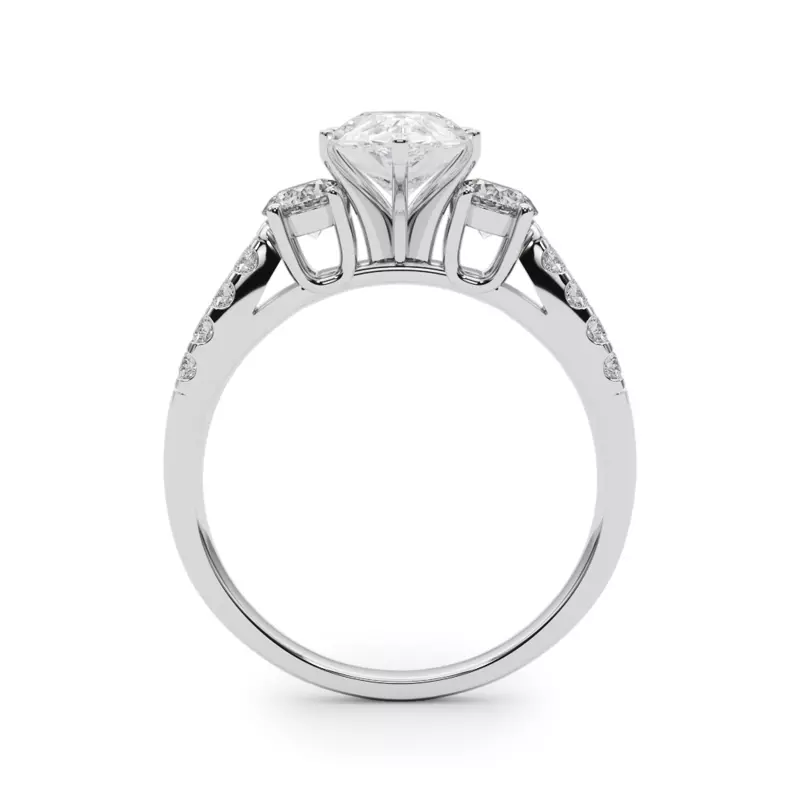 14K White Gold Rosella Three Stone Engagement Ring