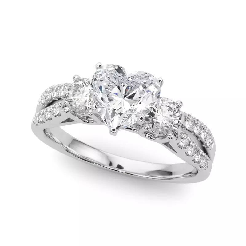 14K White Gold Rosella Three Stone Engagement Ring