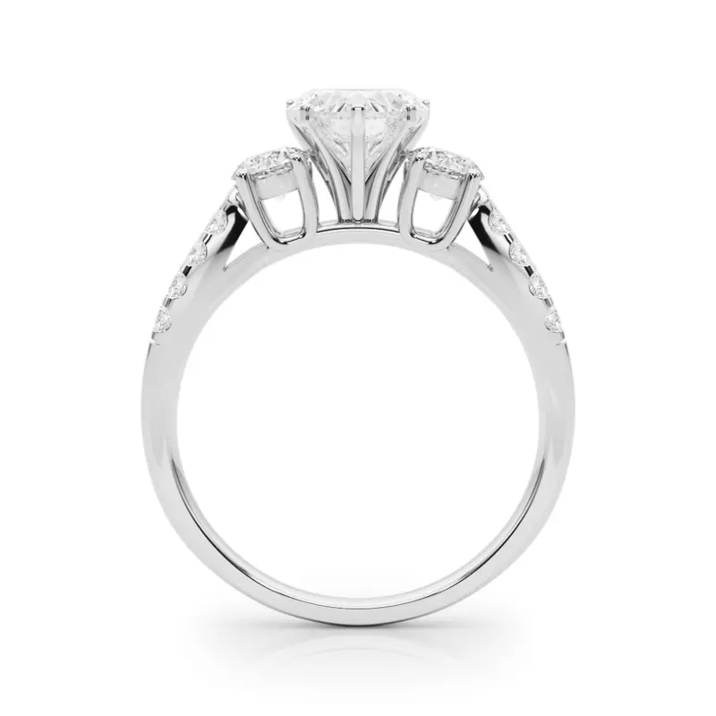 14K White Gold Rosella Three Stone Engagement Ring