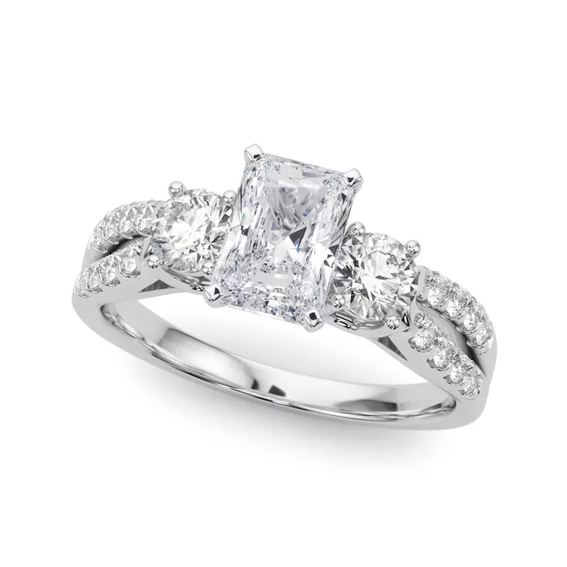 14K White Gold Rosella Three Stone Engagement Ring