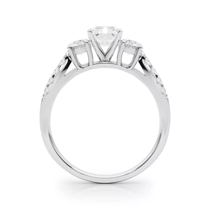 14K White Gold Rosella Three Stone Engagement Ring