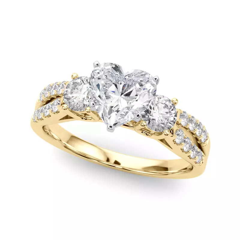 14K Yellow Gold Rosella Three Stone Engagement Ring
