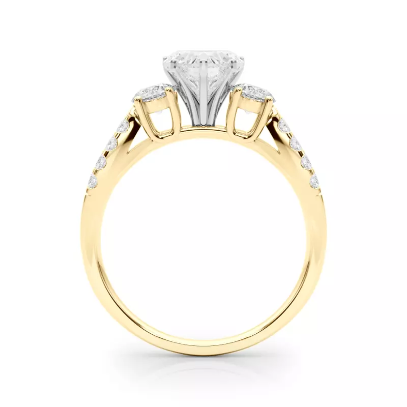 14K Yellow Gold Rosella Three Stone Engagement Ring