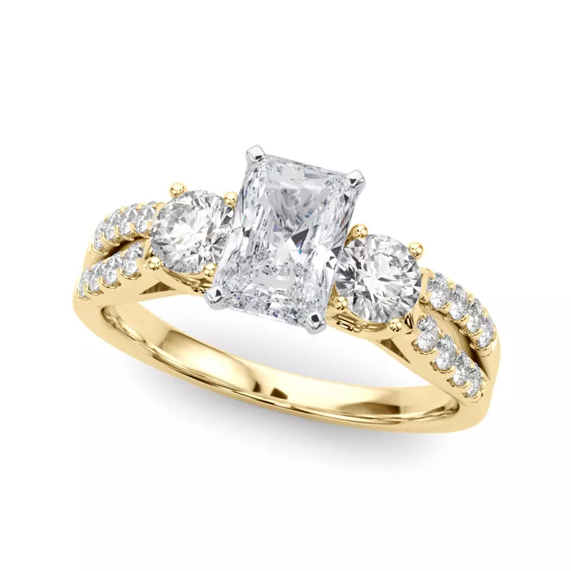 14K Yellow Gold Rosella Three Stone Engagement Ring