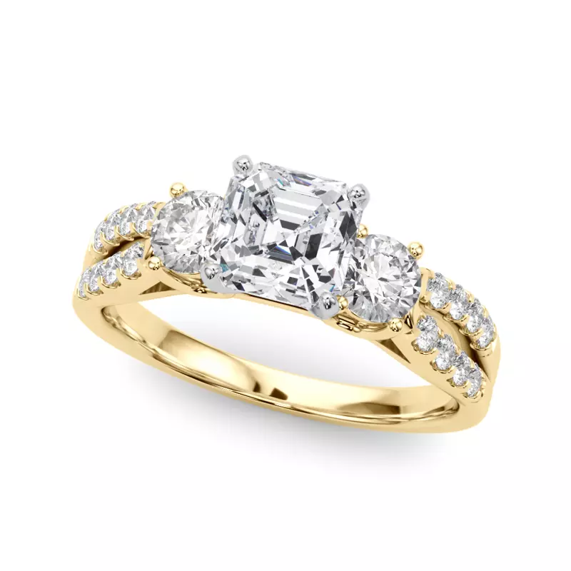 18K Yellow Gold Rosella Three Stone Engagement Ring
