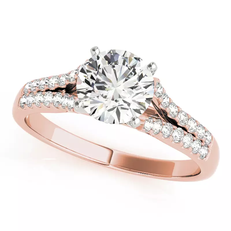 14K Rose Gold Miya Two Row Pavé Diamond Engagement Ring