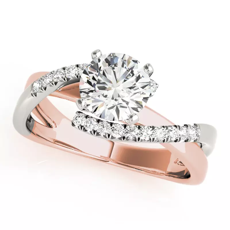 14K Rose Gold Evora Pavé Diamond Bypass Engagement Ring