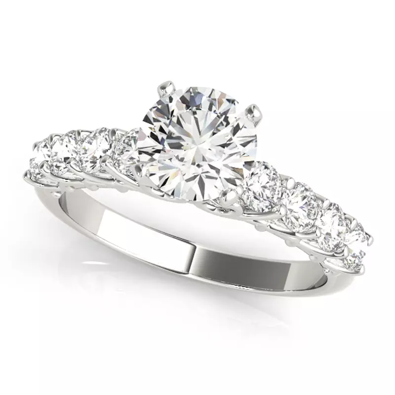 14K White Gold Aimee Single Row Diamond Engagement Ring
