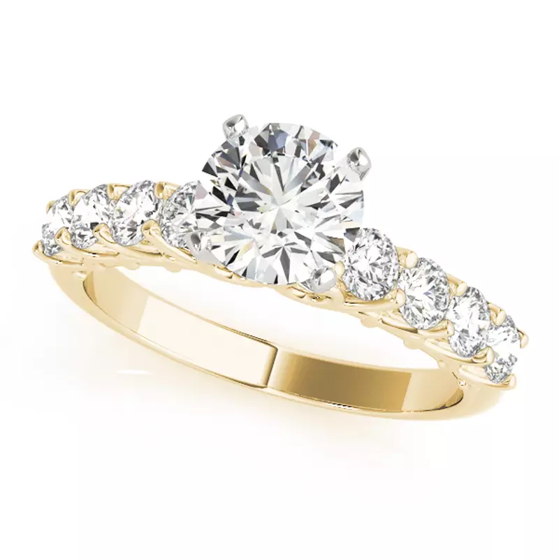 18K Yellow Gold Aimee Single Row Diamond Engagement Ring